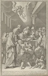 A circuncisão de Cristo, um grupo de homens, mulheres e anjos que o cercam, os tu..., 1687-1717.