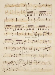 Página do manuscrito da partitura de &39;Les Huguenots&39;