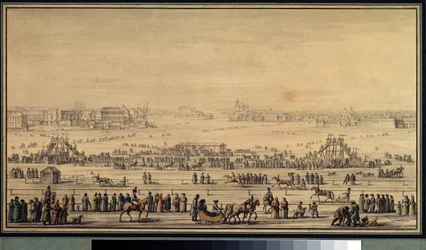 Shakes Escapes deslizando sobre o Neva em São Petersburgo, c.1800 (aguarela sobre papel)