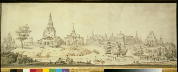 Vista do bairro Kolomenskoye em Moscou, à esquerda a Igreja da Ascensão - Obra de Giacomo Antonio Domenico Quarenghi (1744-1817)