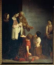 Pintura de Giacomo Trecourt (1812-1882) representando a Natividade da Virgem Maria, óleo sobre tela