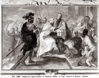 O encontro de Santo Inácio de Antioquia (m. c. 107 d.C.) e São Policarpo de Esmirna (c. 69-c. 155 d.C.)