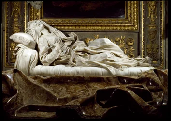 A beata Ludovica Albertoni (1474-1533) representada em êxtase. Escultura em mármore de Gian Lorenzo Bernini (1598-1680), 1674, Roma, Chiesa di San Francesco a Ripa
