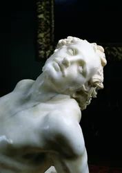 O martírio de São Lourenço, detalhe da cabeça do santo, 1613 detalhe de mármore de 106230
