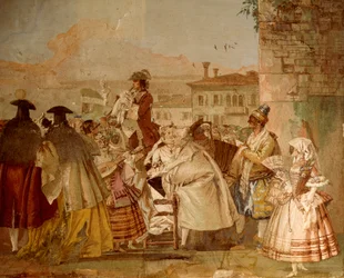 O Charlatão, de Giandomenico Tiepolo (1727-1804), fresco, Sala de cenas de carnaval, na Foresteria (Guesthouse) em Villa Valmarana 