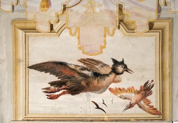 Um par de pássaros exóticos, da sala chinesa na Foresteria, 1757