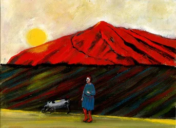 Eu trouxe meu porquinho para casa, 2004, (óleo sobre papel)