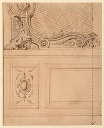 Desenho, Projeto para a parte inferior de um painel de parede, 1714