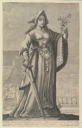 Uma mulher cristã francesa Uma senhora cristã e francesa, 1647. Criadores: Gilles Rousselet, Abraham Bosse.