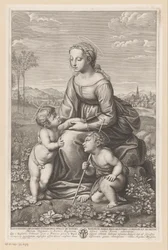 Maria com criança e João Batista em uma paisagem de prado