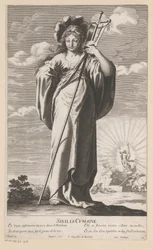 Sibila de Cumae, com a ressurreição de Cristo como pano de fundo
Sibyl of Cumae (título sobre o objecto)
Sibyls (título da série)
Les Sibylles (título da série)