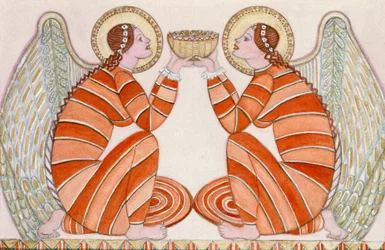 Dois anjos segurando uma tigela, 1995 (wc)