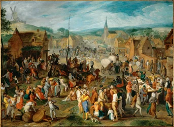Festa de maio numa aldeia (óleo sobre madeira)
