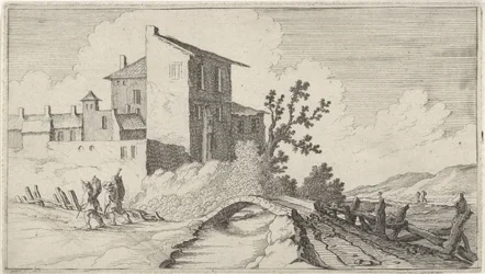 Ponte em frente de edifícios murados
Doze paisagens (título da série)