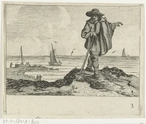 Paisagem de dunas com um andador Verscheyden Praias e paisagens aquáticas feitas por Jan Percelles (título da série)