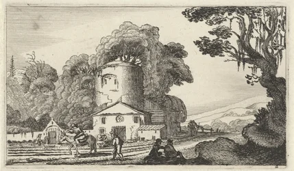 Paisagem com uma torre Doze paisagens com figuras (título da série)