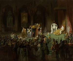 A coroação da falecida Inês de Castro na Sé de Coimbra, 1827-1828.