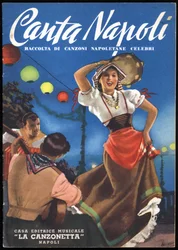 Nápoles: coleção de canções napolitanas famosas: "" Canta Napoli "". A capa é ilustrada por Gino Boccasile (1901-1952), cerca de 1937.