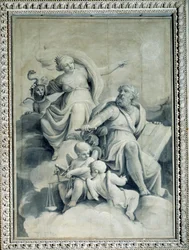 A justiça recompensa o valor e mostra a casa da virtude, a alegoria (Pintura