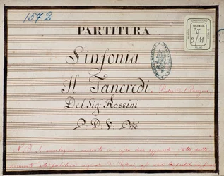 Música para a sinfonia reduzida para o piano de Tancredi, ópera de Gioacchino Rossini