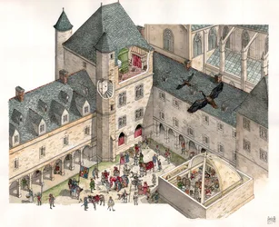 Idade Média: vista aérea do Palais des Dukes de Burgundy em Dijon (Cote d