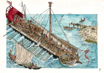 Reconstrução de uma galé veneziana do século XV por Giorgio Albertini.