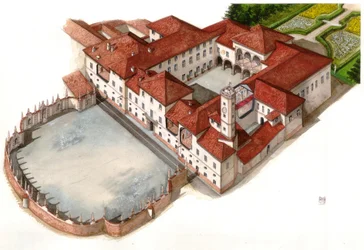 Vista do palácio Arese Borromeo, construído no século XVII, em Cesano Maderno, Itália