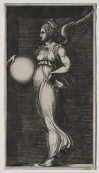 Figura alegórica segurando uma esfera, meados dos anos 1560.
