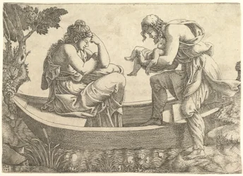 Danae e o bebê Perseus foram lançados ao mar por Acrisius, 1543.