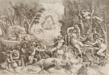 Kephalos lamenta Prokris (depois de um desenho de Giulio Romano, veja a figura número 27883)