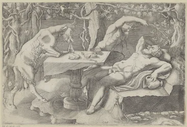 Silenus, um sátiro e um bode
Silenus adormecido