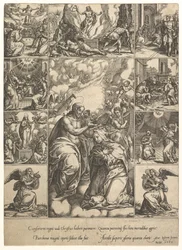 A Coroação da Virgem, rodeada por nove vinhetas com cenas da vida de..., até 1575.