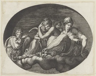 Vénus, duas deusas e duas putti
Pinturas de tecto oval na Galerie d