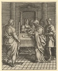 Virgem das Dores: A Apresentação no Templo, um dos nove compartimentos circundantes ..., em 1575.