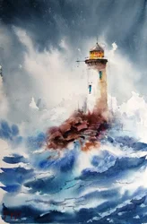 Um farol em mares agitados