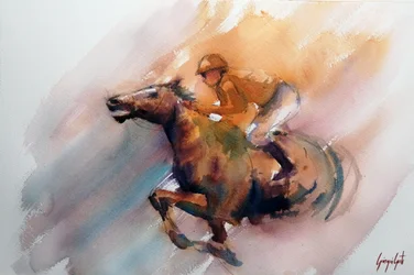 Ação de cavalos de corrida a galope