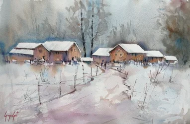 Aldeia rústica de inverno