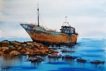 Naufrágio de um navio enferrujado