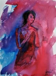 Mulher Serena - Aquarela