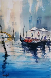 Gôndolas dos canais de Veneza