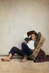 "Lazzarone" (mendigo napolitano sem-abrigo). Nápoles