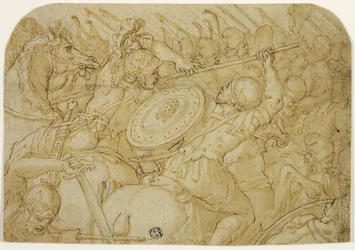 Escaramuça de Cavalaria (reto); Esboço Arquitetônico (verso)