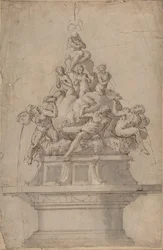 Projeto para uma fonte com Rivergods e ninfas., 1511-74.
