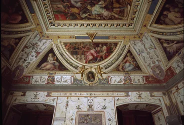 Detalhe do quarto de Lorenzo il Magnifico representando a sua visita a Nápoles (fresco
