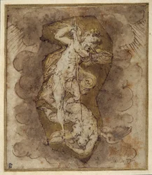 Desenho para os anjos da abóbada de São Miguel, c.1511-74 (pena, tinta e aguada)