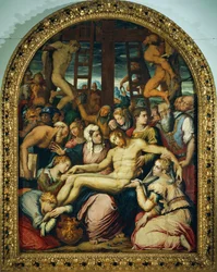 Lamentação sobre o Cristo Morto depositado da Cruz, por Giorgio Vasari (1511-1574), óleo sobre painel, 295x222 cm.