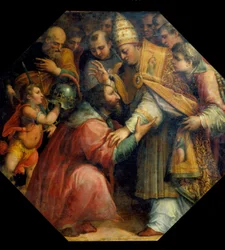 Reunião de François I e Leon X em Bolonha (Concordata de Bolonha em 1517), c.1558-62 (petróleo)