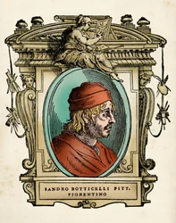 Retrato do pintor Sandro Botticelli (1445-1510) (Alessandro di Mariano di Vanni Filipepi) Gravura de 