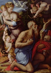 A Tentação de São Jerônimo (óleo no painel)