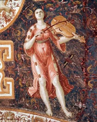 Jovem mulher a tocar violino (Fresco